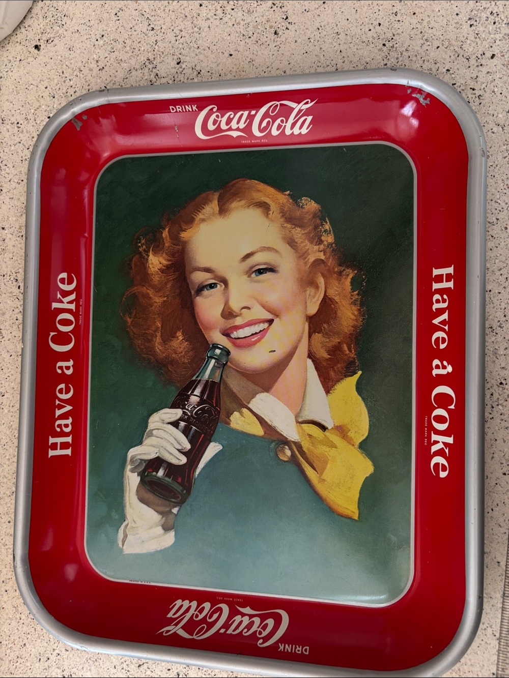 Coca Cola Red and Green Retro Tray Art - Have a Coke Girl